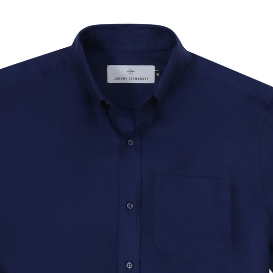 Long sleeve cotton button down shirt - Navy