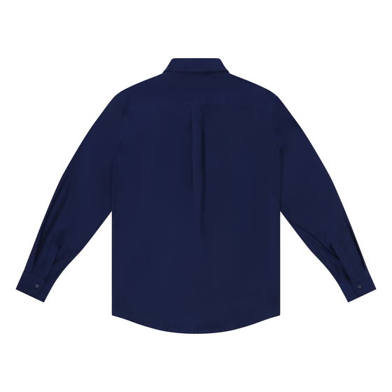 Long sleeve cotton button down shirt - Navy